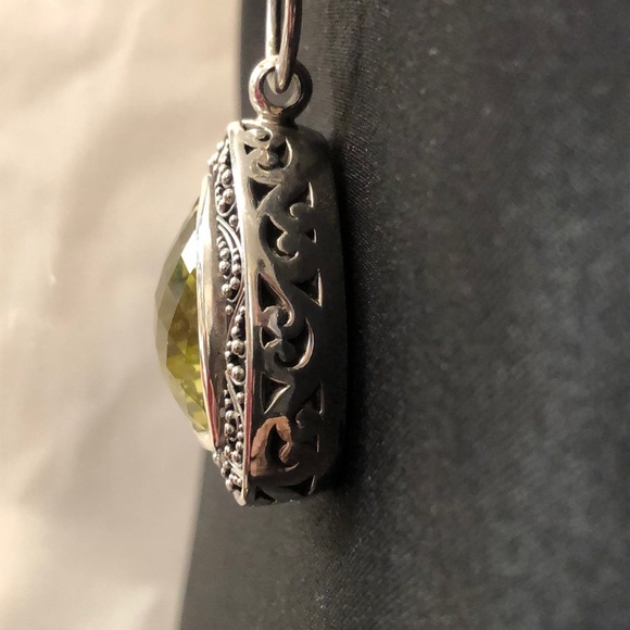 LOIS HILL Yellow Topaz Trillion Cut Sterling Silver Pendant Open Link Necklace - Picture 10 of 17